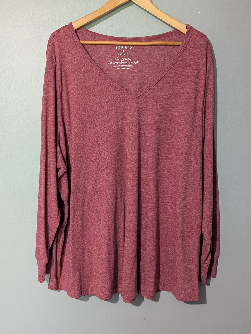 Torrid Women's Classic Fit V-Neck Long Sleeve Top Cozy Fall